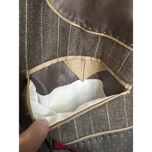 Mantoni Italy Super 140's Wool Brown Striped Dual Vent Blazer Sport Jacket 50L - Picture 5 of 11